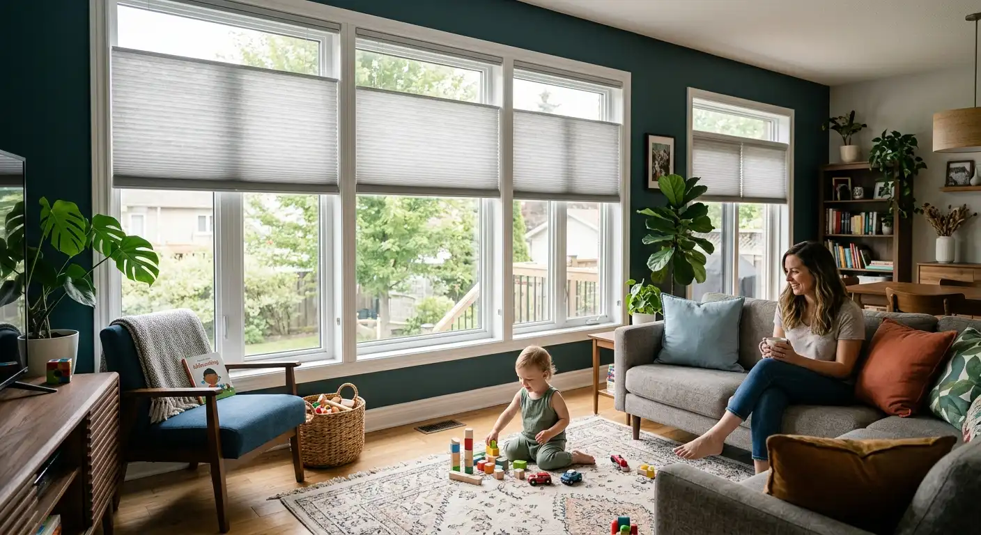 Cordless child-safe shades in an Ottawa nursery